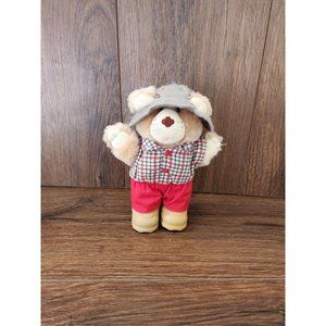 Vintage 1988 Graphics Intl Furskins Teddy Bear Plush Red Plaid Shirt